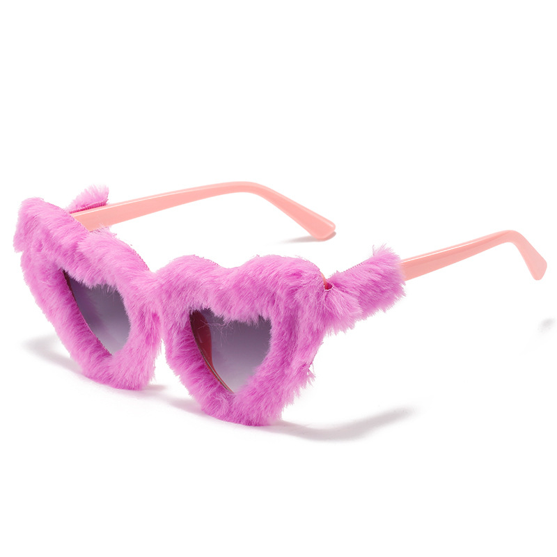 نظارات شمسية للحفلات على شكل قلب بلون متدرج بنمط جديد نظارات شمسية ظريفة من القطيفة للفتيات 