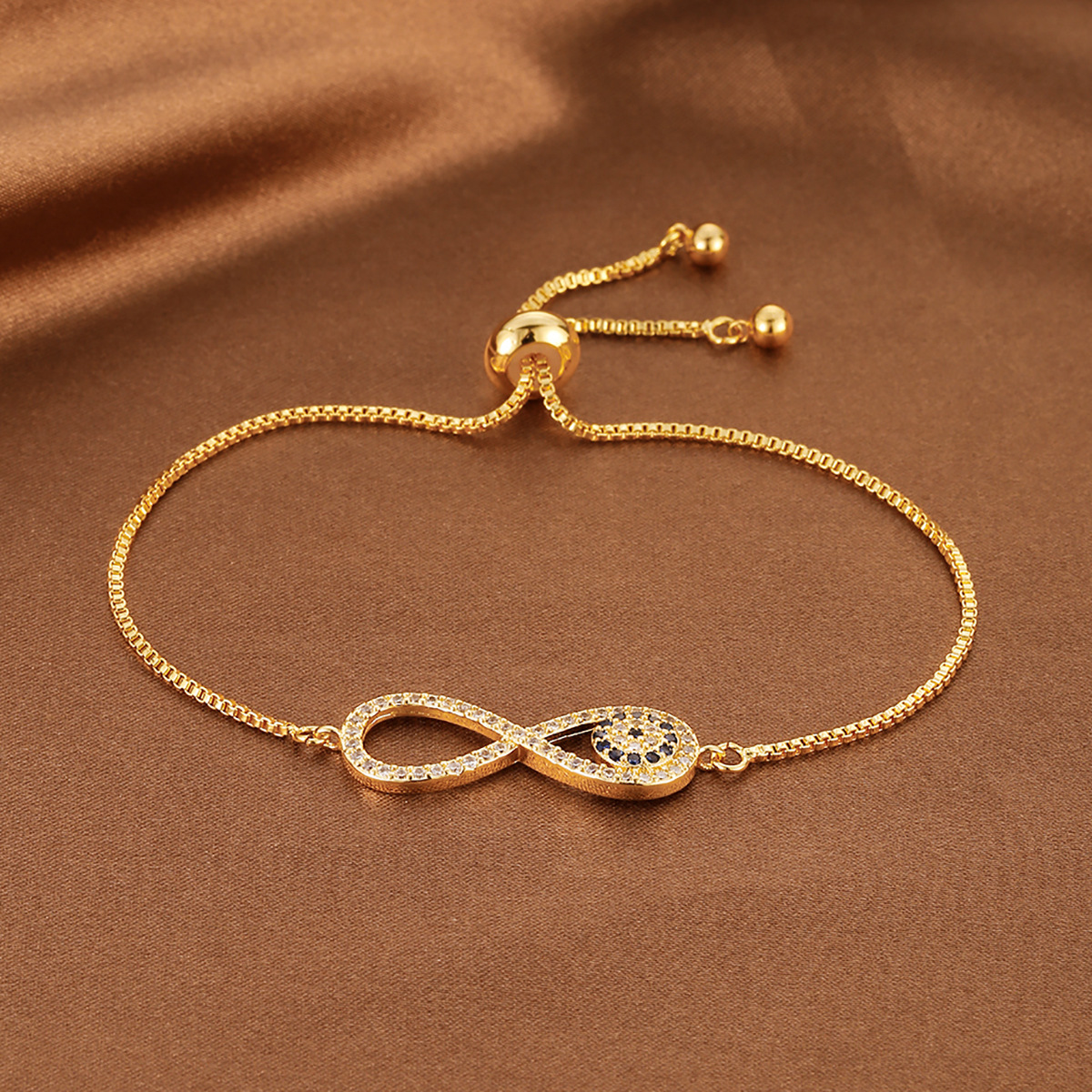 اسوارة يد للنساء , سوار Miyuki Link Infinity مطلي بالذهب من النحاس الأصفر مكعب الزركونيا تصميم  8 نسائي