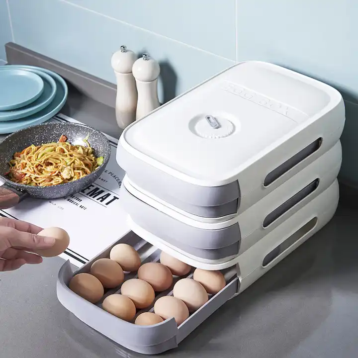 صندوق حفظ الثلاجة الطازج من نوع صندوق تخزين المطبخ مع غطاء يمكن تركيبه على صندوق تخزين من النوع الملفوف