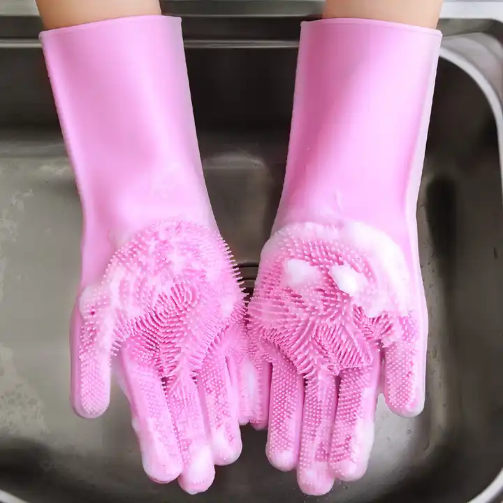 سيليكون غسل الصحون قابلة لإعادة الاستخدام طبق السيارة المطبخ الحمام غسل قفازات الغسيل المنزلية