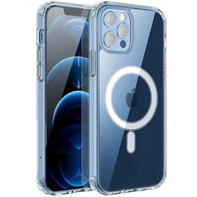غطاء هاتف مغناطيسي لهاتف iPhone15 14 13 Pro Max مغناطيس حالات شفافة أكريليك لهاتف iPhone 13 غطاء شحن لاسلكي