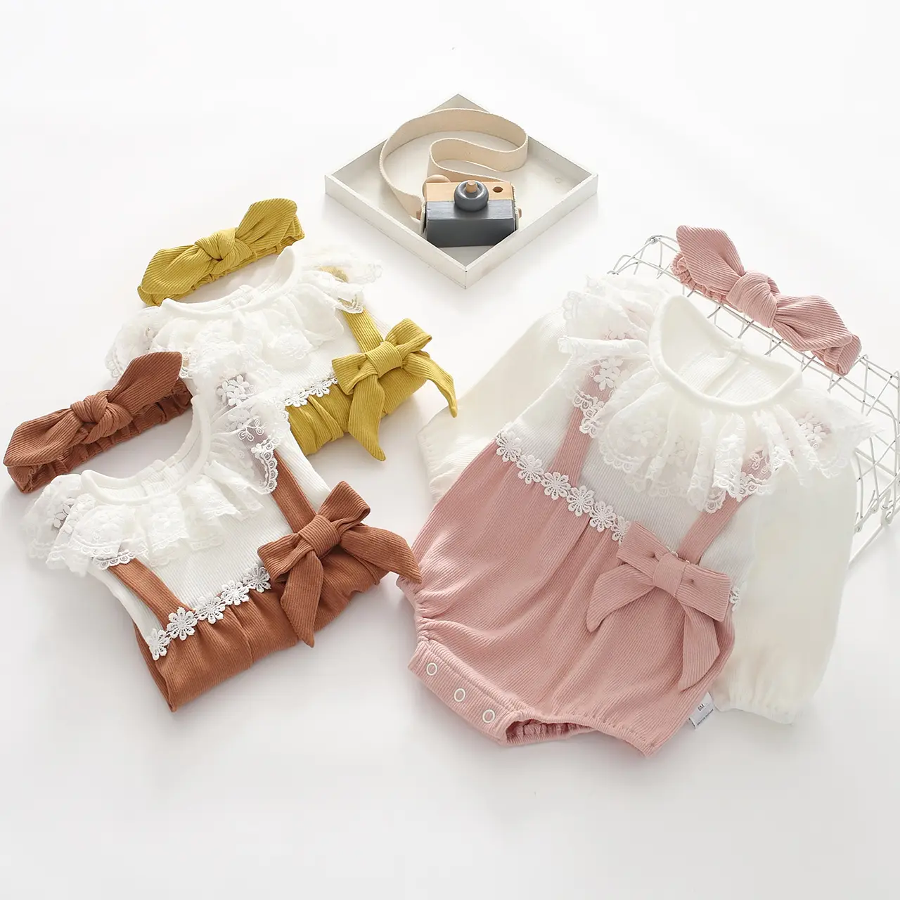 طقم ملابس للأطفال الرضع البنات من القطن الخالص رومبير بأكمام كاملة ملابس للأطفال حديثي الولادة