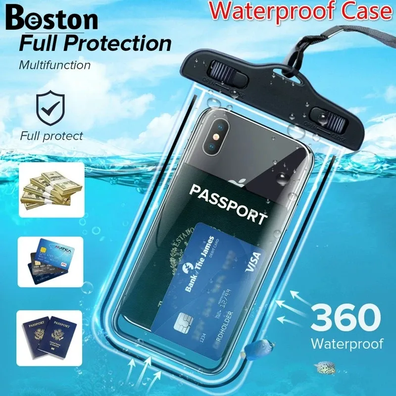 أكياس سباحة مقاومة للماء مضيئة حقيبة الهاتف المحمول غطاء PVC