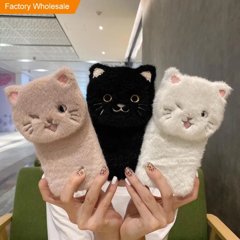 غطاء هاتف على شكل كرتون الحيوان القط 