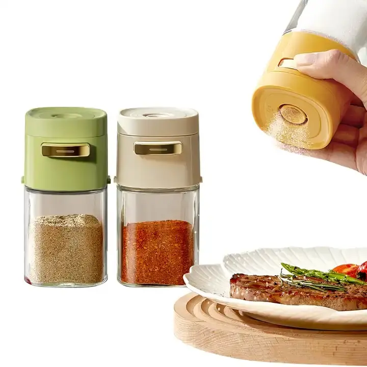 زجاجة توابل زجاجية للمطبخ 180 مللي هزازة الملح الكمية غطاء بلاستيكيتعبئة فلفل ملح ملح سفر 